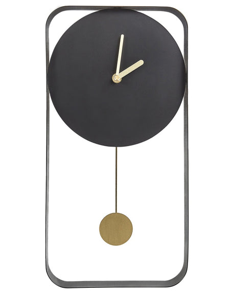 Wall Clock Hanging Decor 21 x 40 cm Modern Minimalistic Design with Decorative Pendulum without Numbers Steel Black Servoz Beliani