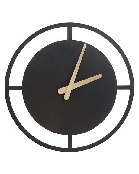 Wall Clock Black Steel Metal  40 cm Modern Minimalistic Design without Numbers Living Room Decor Beliani