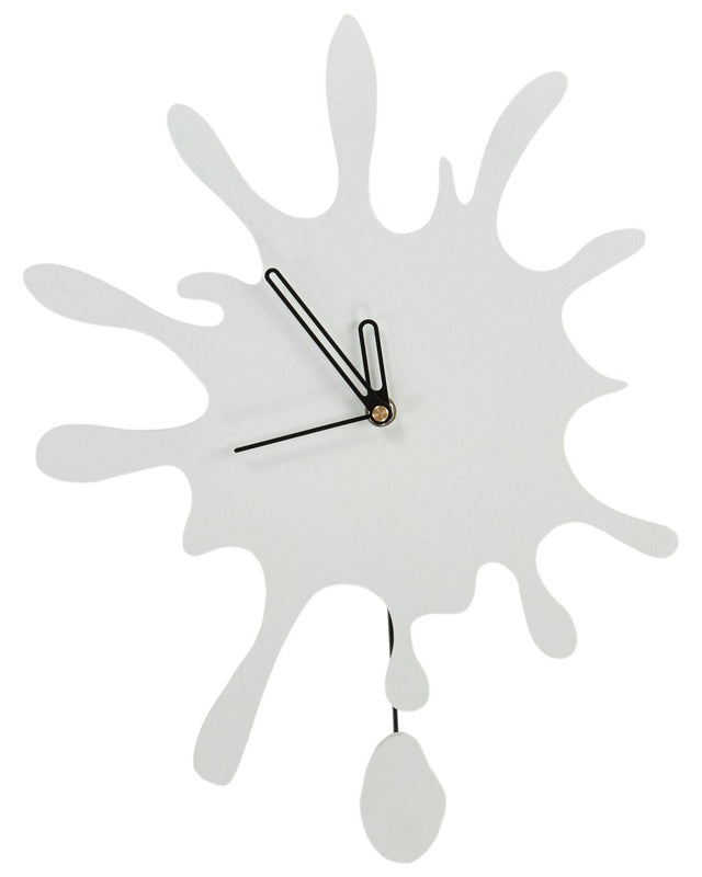 Wall Clock White MDF Metal 27 x 37 cm Design with Decorative Pendulum without Numbers Living Room Decor Beliani