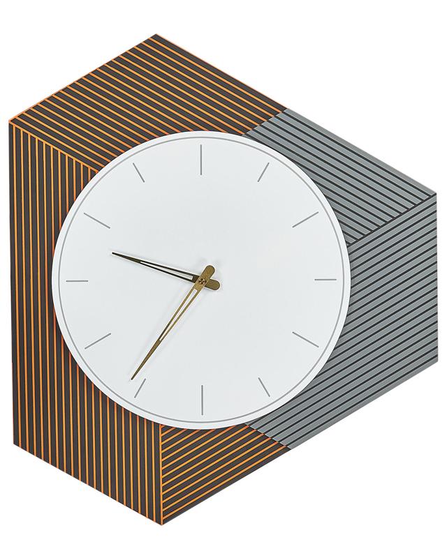 Wall Clock White with Grey and Orange MDF Metal 52 x 60cm Design without Numbers Living Room Decor Beliani