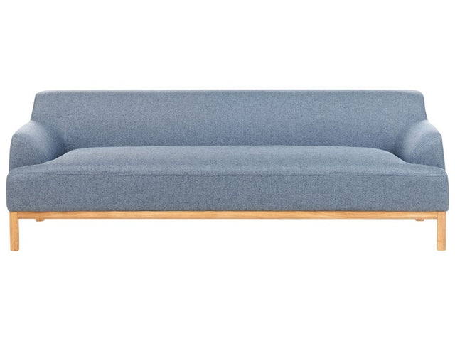 3 Seater Sofa Blue Polyester Fabric Wooden Legs Living Room Stylish Beliani