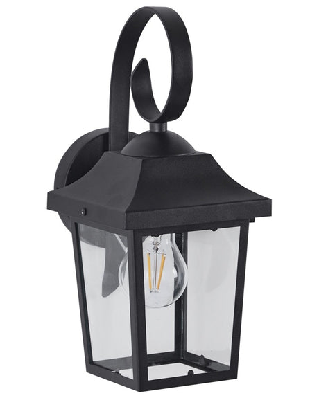 Outdoor Wall Light Lamp Black Sconce Metal Iron Glass Matte Modern Design Patio Garden Beliani