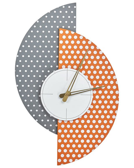 Wall Clock Grey and Orange MDF Metal 29 x 47 cm Design without Numbers Living Room Decor Beliani