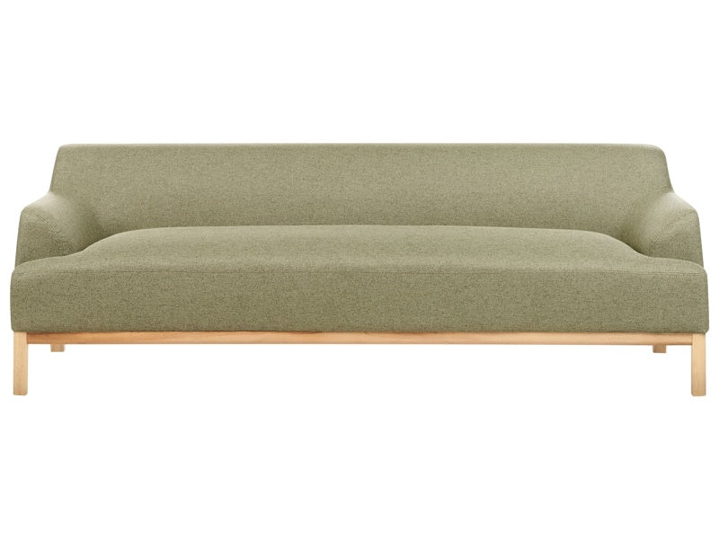 3 Seater Sofa Green Polyester Fabric Wooden Legs Living Room Stylish Beliani