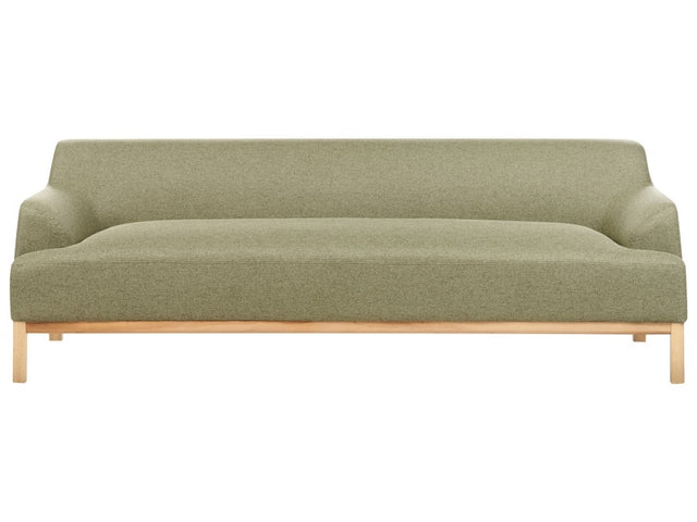 3 Seater Sofa Green Polyester Fabric Wooden Legs Living Room Stylish Beliani