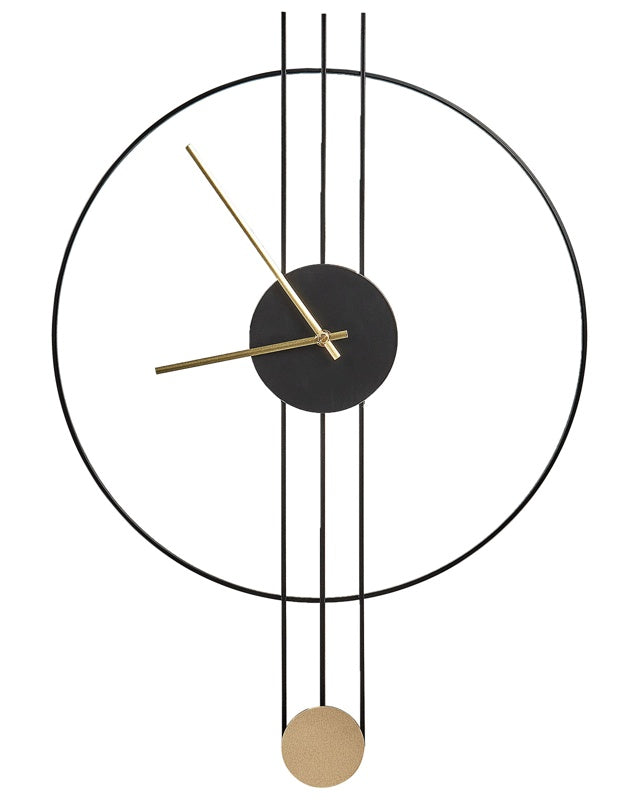 Wall Clock Black Steel Metal 44 x 65 cm Modern Minimalistic Decorative Pendulum Design without Numbers Living Room Decor Beliani