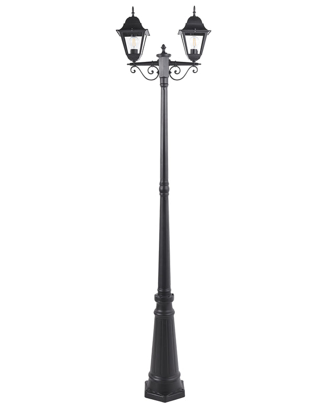 2 Light Lamp Post Black Path Lamp Aluminium Glass Shade Outdoor Garden Lighting Vintage Design Beliani