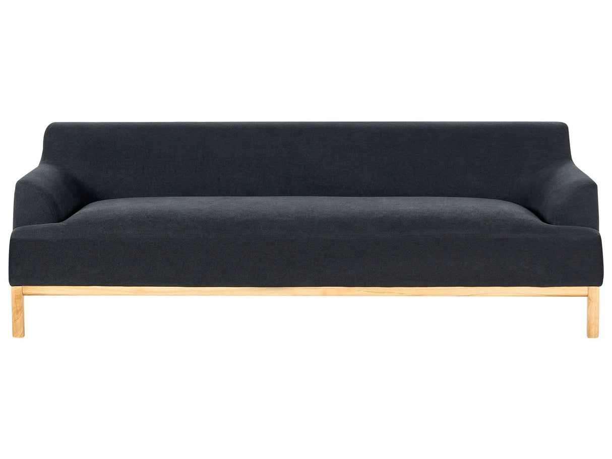 3 Seater Sofa Black Polyester Fabric Wooden Legs Living Room Stylish Beliani