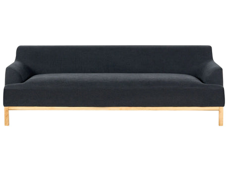 3 Seater Sofa Black Polyester Fabric Wooden Legs Living Room Stylish Beliani