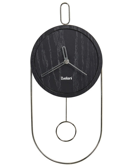 Wall Clock Black MDF Metal 20 x 45 cm Design without Numbers Pendulum Living Room Decor Beliani