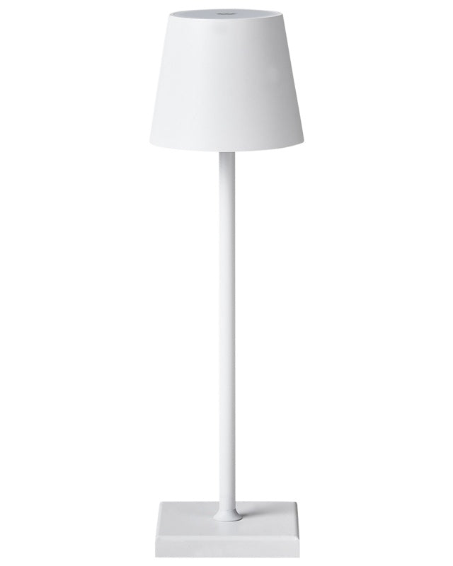 Table Lamp White Aluminium Indoor Outdoor Modern with Touch Switch USB Cable Charging Wireless Beliani