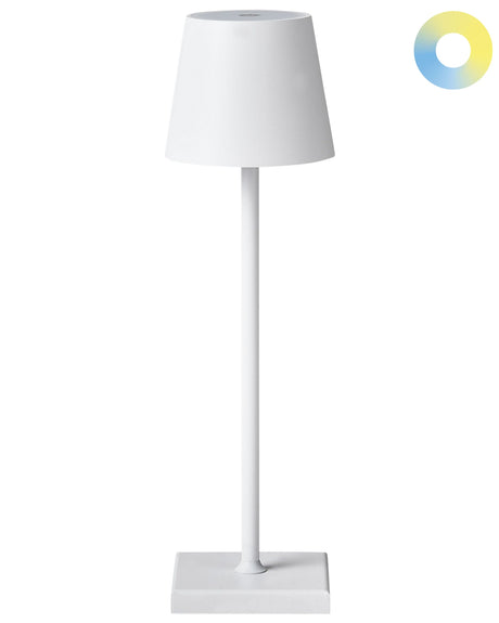 Table Lamp White Aluminium Indoor Outdoor Modern with Touch Switch USB Cable Charging Wireless Beliani