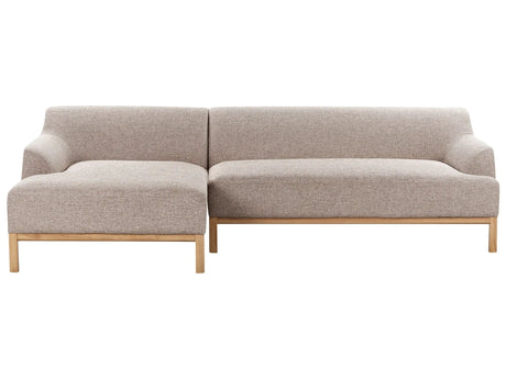 Right Hand Corner Sofa Light Brown Polyester Fabric Wooden Legs Living Room Stylish Beliani