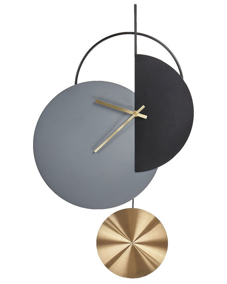 Wall Clock Grey and Black Steel Metal 32 x 60 cm Modern Minimalistic Decorative Pendulum Design without Numbers Living Room Decor Beliani