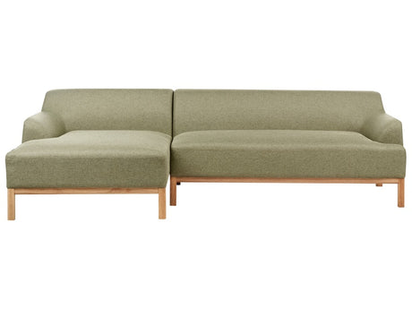 Right Hand Corner Sofa Olive Green Polyester Fabric Wooden Legs Living Room Stylish Beliani