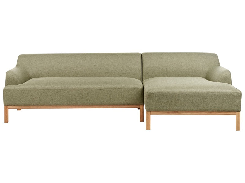 Left Hand Corner Sofa Olive Green Polyester Fabric Wooden Legs Living Room Stylish Beliani