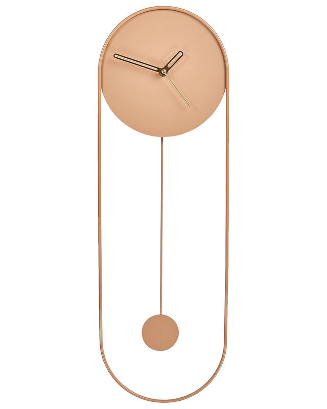 Wall Clock Pink Steel Metal 20 x 62 cm Modern Minimalistic Decorative Pendulum Design without Numbers Living Room Decor Beliani