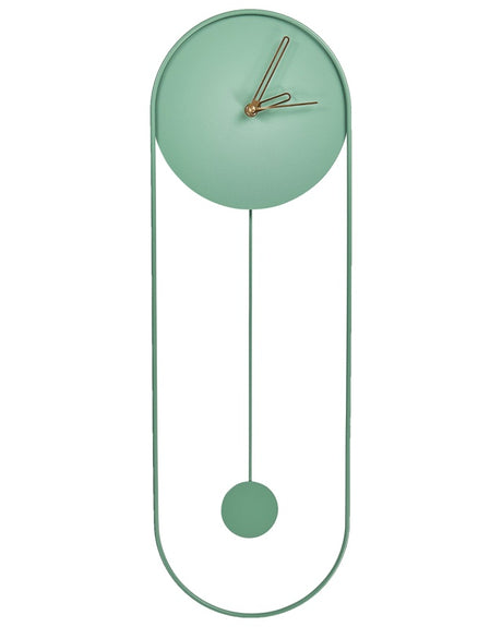 Wall Clock Light Green Steel Metal 20 x 62 cm Modern Minimalistic Decorative Pendulum Design without Numbers Living Room Decor Beliani