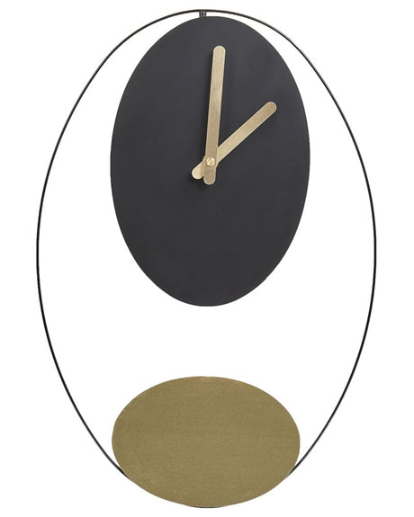 Wall Clock Black and gold Steel Metal 31 x 45 cm Modern Minimalistic Design without Numbers Living Room Decor Beliani