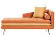 Chaise Lounge Orange Velvet Right Hand Tufted Buttoned Thickly Padded with Cushions Left Hand Living Room Furniture Beliani