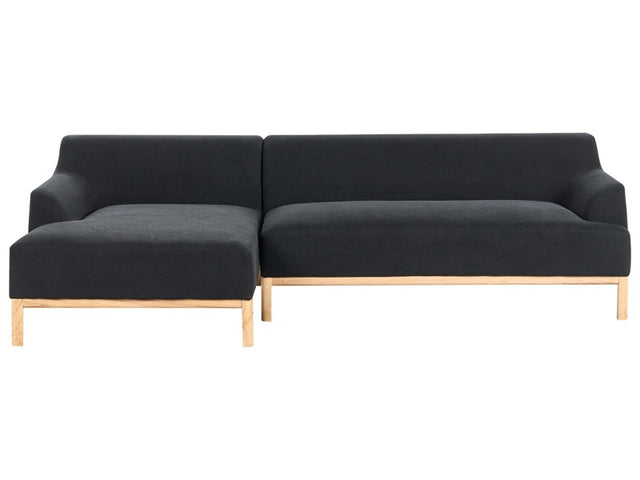 Right Hand Corner Sofa Black Polyester Fabric Wooden Legs Living Room Stylish Beliani