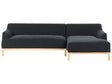 Left Hand Corner Sofa Black Polyester Fabric Wooden Legs Living Room Stylish Beliani