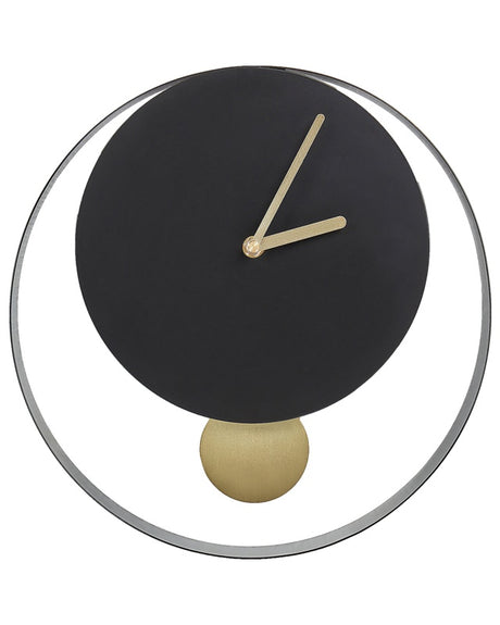 Wall Clock Black and Gold Steel Metal ⌀ 30 cm Modern Minimalistic Design without Numbers Living Room Decor Beliani