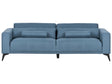 3 Seater Sofa Blue Fabric Polyester Adjustable Backrest Height Modern Beliani