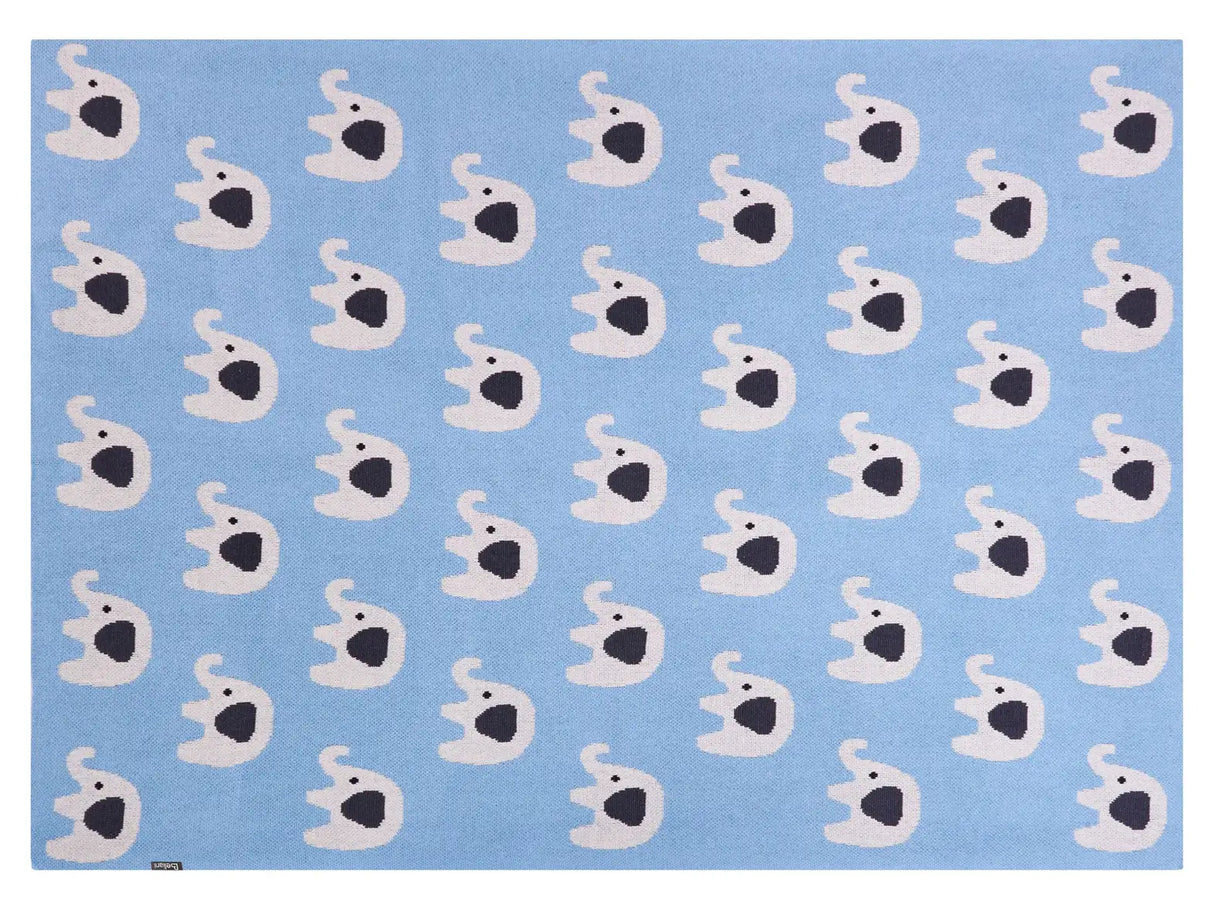 Kids Blanket Blue Cotton 130 x 180 cm Bed Throw Cosy Elephant Pattern Bedroom Kids' Room Modern Design Beliani