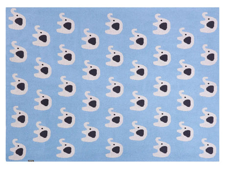 Kids Blanket Blue Cotton 130 x 180 cm Bed Throw Cosy Elephant Pattern Bedroom Kids' Room Modern Design Beliani