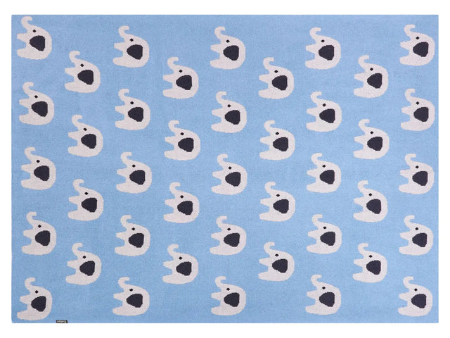 Kids Blanket Blue Cotton 130 x 180 cm Bed Throw Cosy Elephant Pattern Bedroom Kids' Room Modern Design Beliani