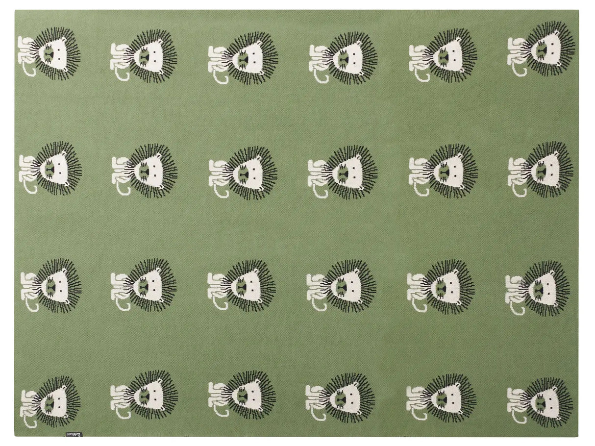 Kids Blanket Green Cotton 130 x 180 cm Bed Throw Cosy Lions Pattern Bedroom Kids' Room Modern Design Beliani