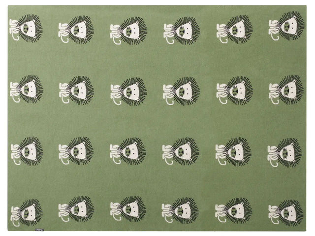 Kids Blanket Green Cotton 130 x 180 cm Bed Throw Cosy Lions Pattern Bedroom Kids' Room Modern Design Beliani