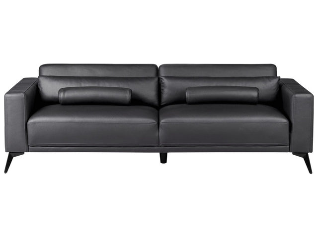 3 Seater Sofa Black Faux Leather Polyester Adjustable Backrest Height Modern Beliani