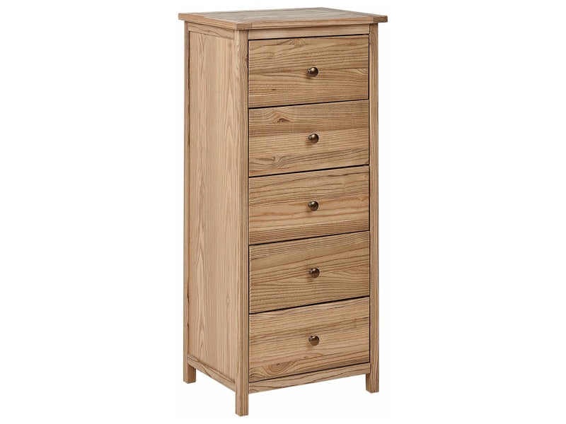 Chest of Drawers Light Wood 5 Drawers Sideboard Storage Unit Rustic Style Beliani