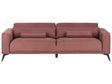 3 Seater Sofa Burgundy Fabric Polyester Adjustable Backrest Height Modern Beliani