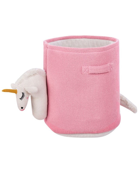 Storage Basket Pink Cotton Unicorn Knitted Woven Toy Hamper Child's Room Accessory Beliani