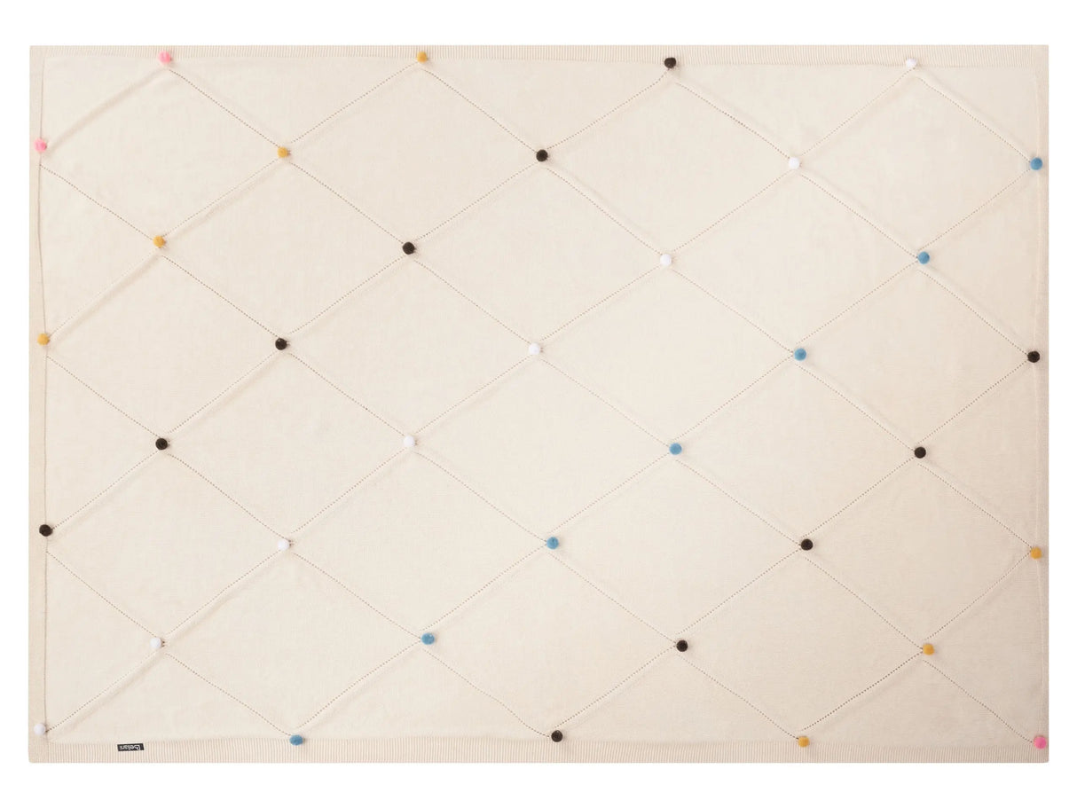Kids Blanket Beige Cotton 130 x 180 cm Bed Throw Cosy Multicolour Dots Pattern Bedroom Kids' Room Modern Design Beliani