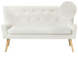 Kitchen Sofa White Polyester Boucle Upholstery 2-Seater Wingback Tufted Light Wood Legs Beliani