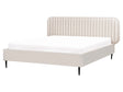 EU King Size Bed Beige Velvet Upholstery 5ft3 Frame Headrest Metal Legs Modern Design Bedroom Beliani