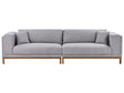 Sofa Grey Fabric Polyester Upholstery Wooden Legs 4 Seater Thickly Padded Modern Style Living Room Furniture Beliani