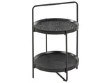 Side Table Black MDF Top Shelf Metal  45 cm Frame Round 2-Tier Modern Design Living Room Furniture Beliani