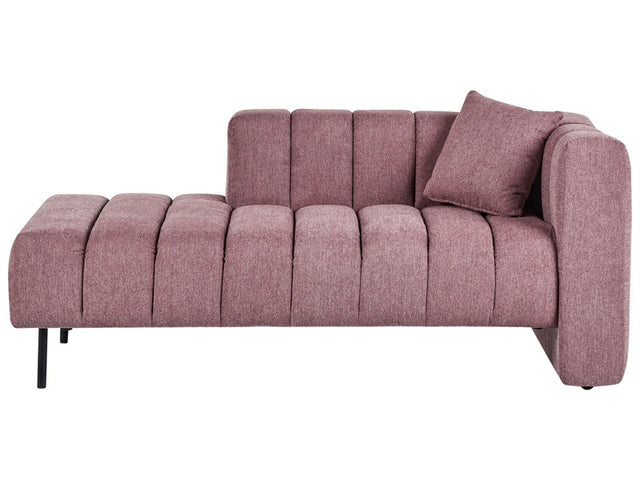 Right Hand Chaise Lounge Pink Fabric Upholstery Black Legs Seat Bolster Cushion Modern Glam Design Beliani