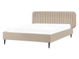 EU Double Size Bed Taupe Velvet Upholstery 4ft6 Frame Headrest Metal Legs Modern Design Bedroom Beliani