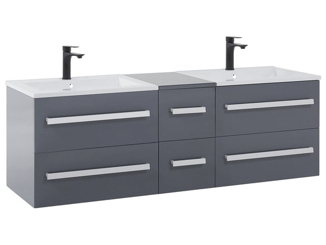 Bathroom Vanity Unit Grey and White Drawers Modern Beliani