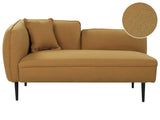 Chaise Lounge Mustard Yellow Boucle Fabric Metal Legs Left Hand with Cushion Modern Design Beliani