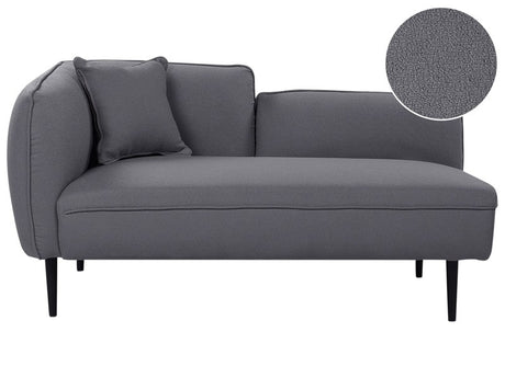 Chaise Lounge Dark Grey Boucle Fabric Metal Legs Left Hand with Cushion Modern Design Beliani