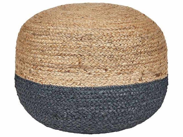 Pouffe Navy Blue Jute EPS Beads Filling 50 x 50 x 40 cm Round Ottoman Boho Style Home Accessory Beliani