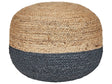 Pouffe Navy Blue Jute EPS Beads Filling 50 x 50 x 40 cm Round Ottoman Boho Style Home Accessory Beliani