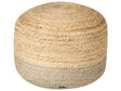 Pouffe Taupe Jute EPS Beads Filling 50 x 50 x 40 cm Round Ottoman Boho Style Home Accessory Beliani